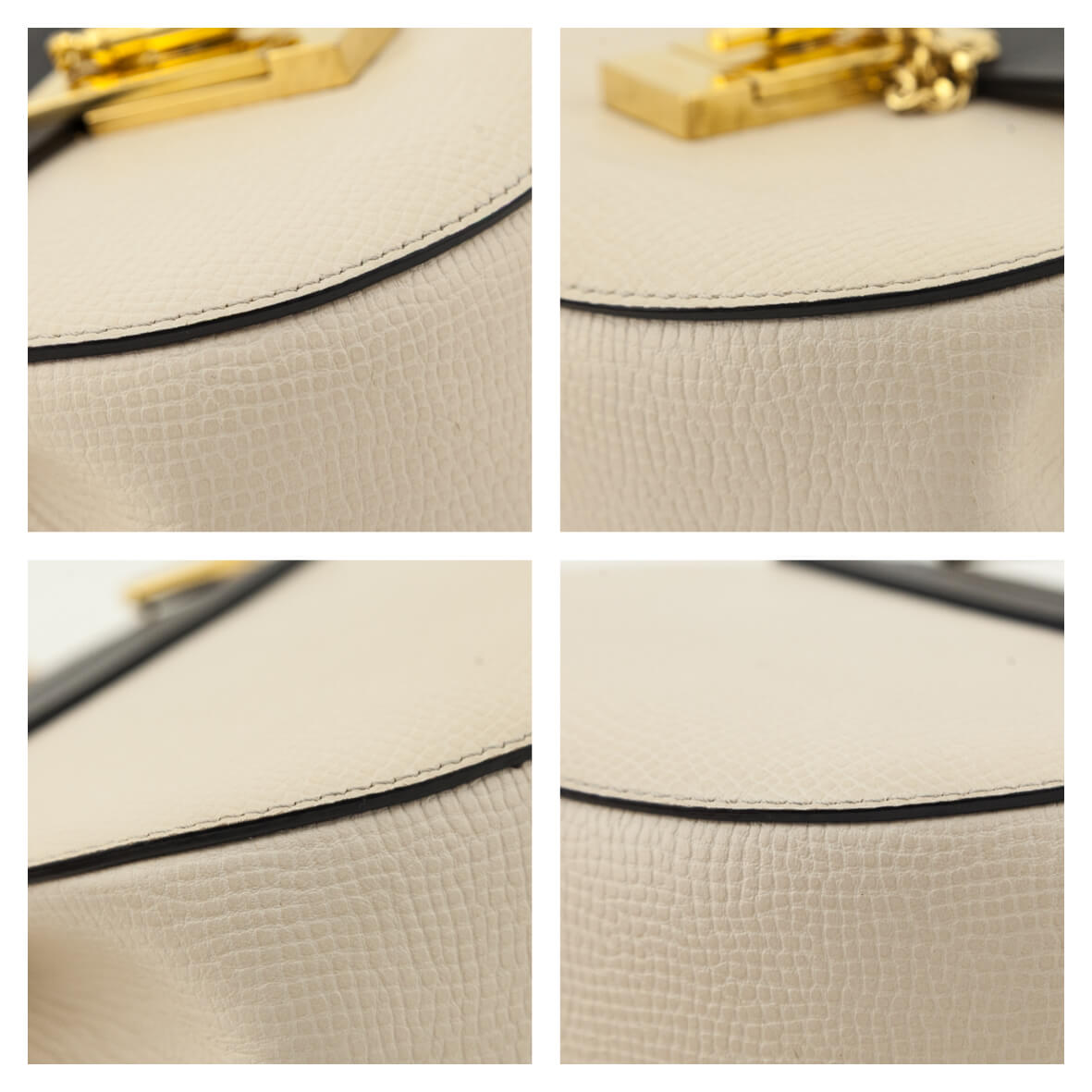 Chloe Ivory Black Grained Calfskin Lambskin Mini Bi-Color Drew Shoulder Bag - Love that Bag etc - Preowned Authentic Designer Handbags Preloved Fashions