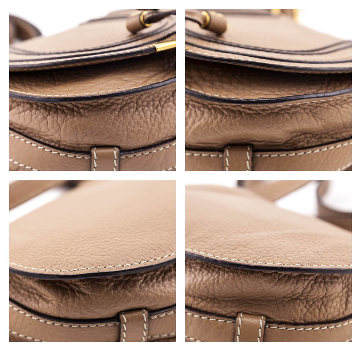 Chloe Taupe Calfskin Mini Marcie Round Saddle Crossbody - Love that Bag etc - Preowned Authentic Designer Handbags Preloved Fashions