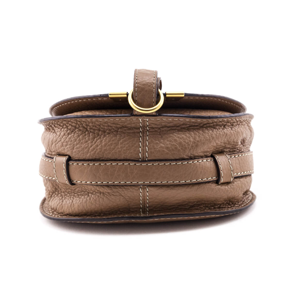 Chloe Taupe Calfskin Mini Marcie Round Saddle Crossbody - Love that Bag etc - Preowned Authentic Designer Handbags Preloved Fashions