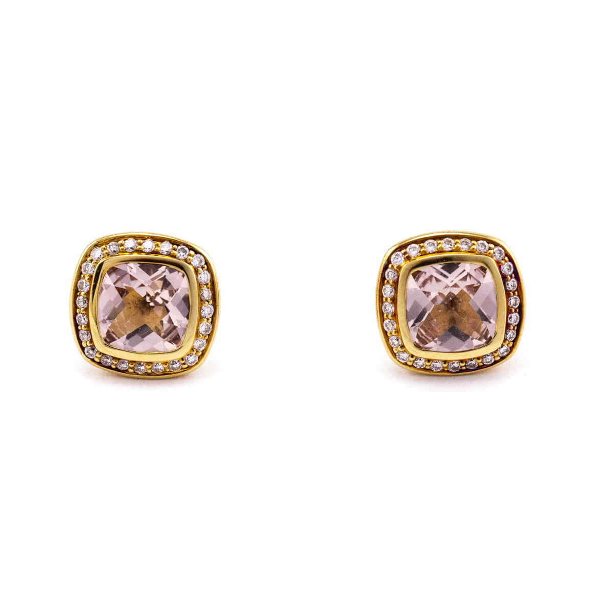 David Yurman 18K Gold Morganite Diamonds Stud Earrings - Love that Bag etc - Preowned Authentic Designer Handbags Preloved Fashions