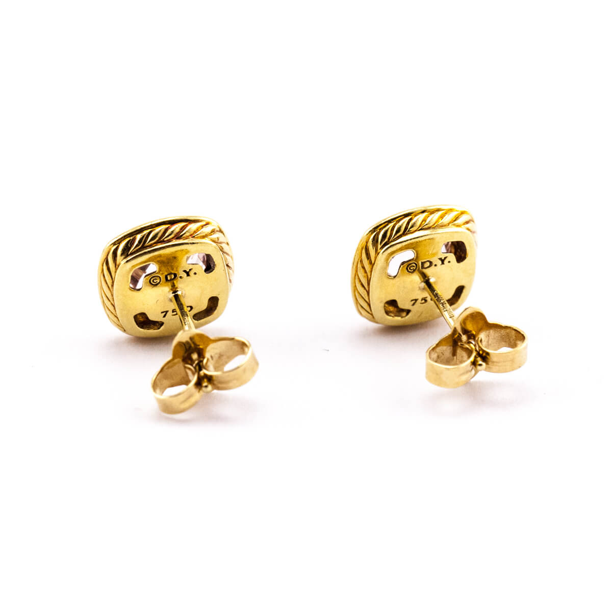 David Yurman 18K Gold Morganite Diamonds Stud Earrings - Love that Bag etc - Preowned Authentic Designer Handbags Preloved Fashions