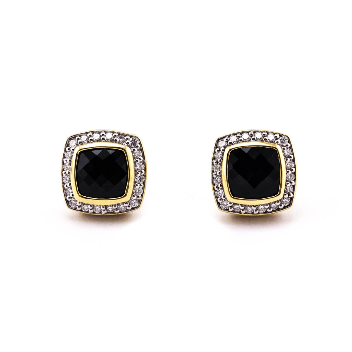 David Yurman 18K Gold Onyx Diamonds Stud Earrings - Love that Bag etc - Preowned Authentic Designer Handbags Preloved Fashions