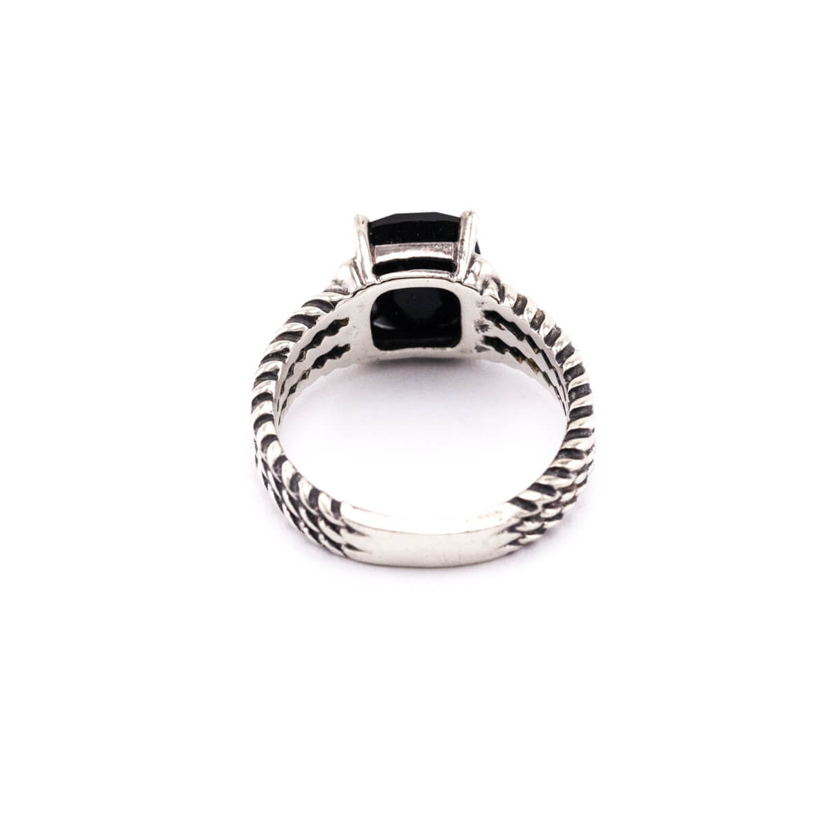 David Yurman Onyx and Diamond Silver Petite Wheaton Ring Size 7.75 - Love that Bag etc - Preowned Authentic Designer Handbags Preloved Fashions