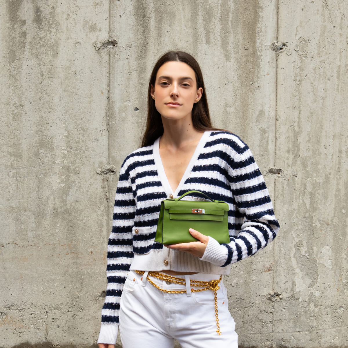 Hermes Vert Pelouse Swift Kelly Pochette - Love that Bag etc - Preowned Authentic Designer Handbags Preloved Fashions