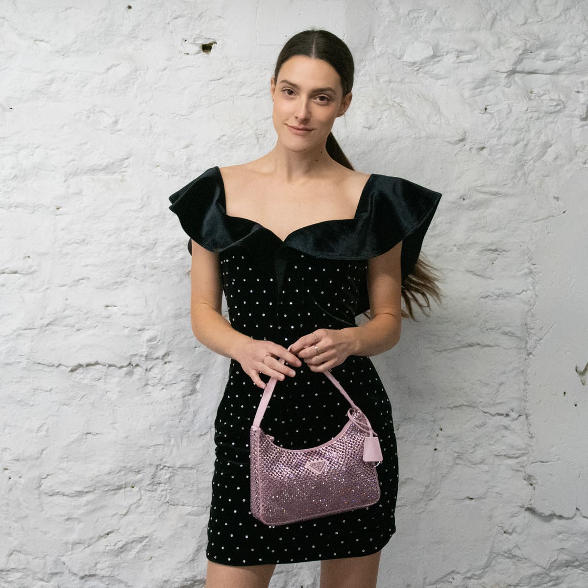 Prada Alabaster Pink Satin Crystal Mini Re-Edition 2000 - Love that Bag etc - Preowned Authentic Designer Handbags Preloved Fashions
