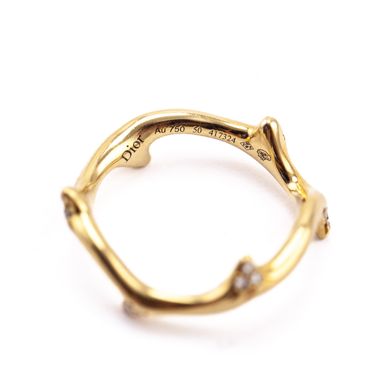 Dior 18K Yellow Gold Diamond Bois de Rose Ring - Love that Bag etc - Preowned Authentic Designer Handbags Preloved Fashions