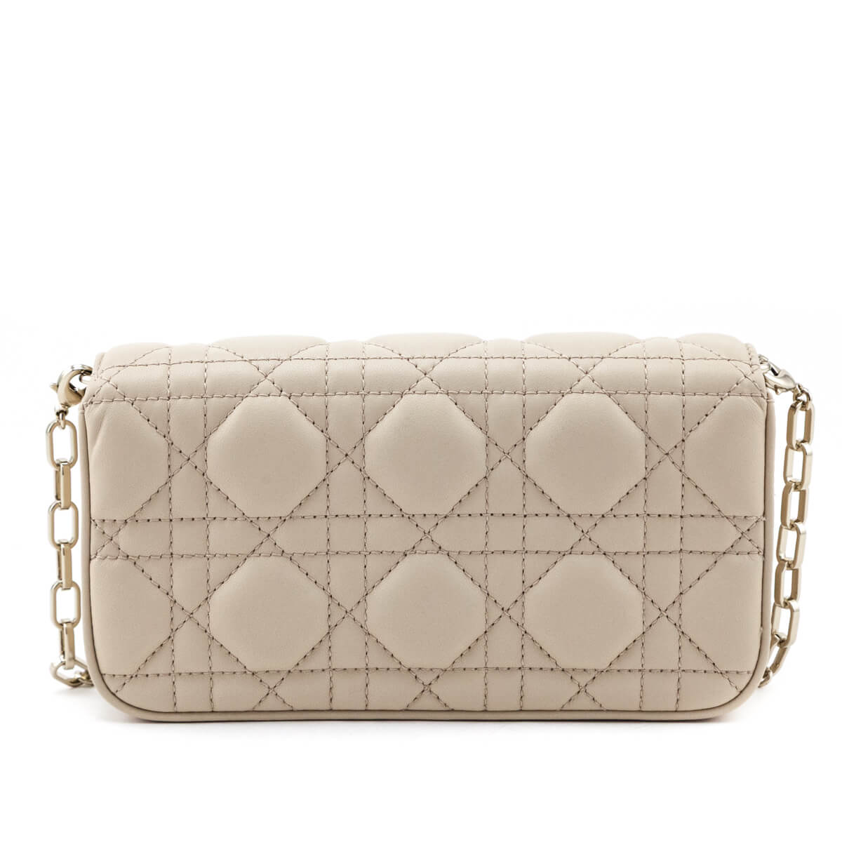 Dior Beige Calfskin Cannage Lady Dior Talk Phone Pouch - Love that Bag etc - Preowned Authentic Designer Handbags Preloved Fashions
