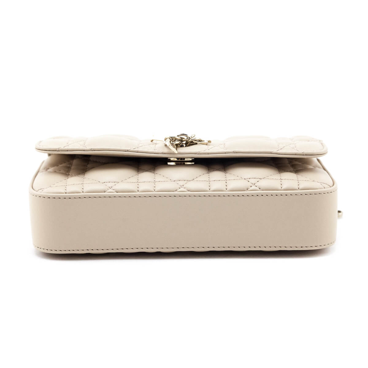 Dior Beige Calfskin Cannage Lady Dior Talk Phone Pouch - Love that Bag etc - Preowned Authentic Designer Handbags Preloved Fashions