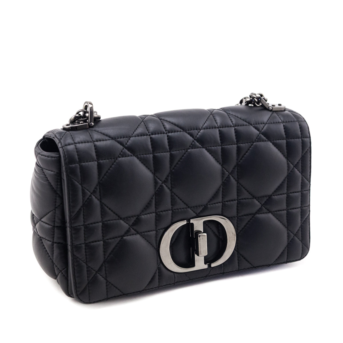 Dior Black Calfskin Macrocannage Medium Caro Bag - Love that Bag etc - Preowned Authentic Designer Handbags Preloved Fashions