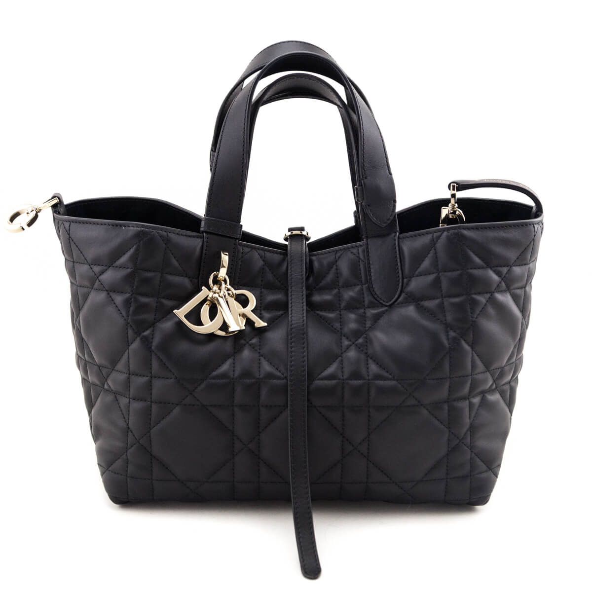 Dior Black Calfskin Macrocannage Medium Toujours - Love that Bag etc - Preowned Authentic Designer Handbags Preloved Fashions