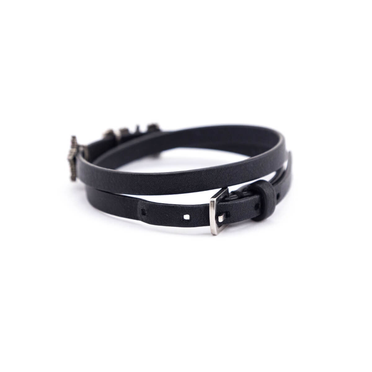 Dior Black Leather Crystal Embellished Double Wrap Bracelet - Love that Bag etc - Preowned Authentic Designer Handbags Preloved Fashions