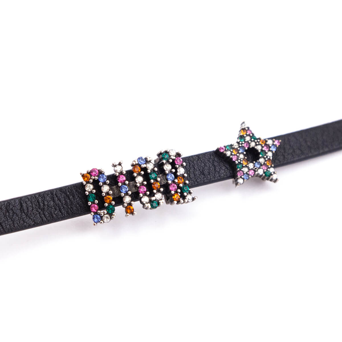 Dior Black Leather Crystal Embellished Double Wrap Bracelet - Love that Bag etc - Preowned Authentic Designer Handbags Preloved Fashions