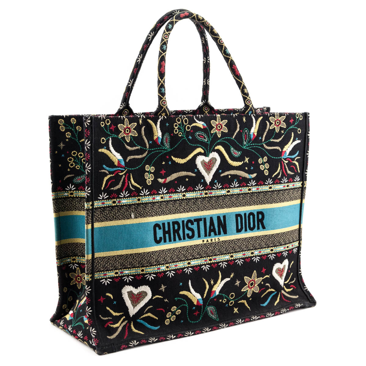 Dior Black Multicolor Embroidered Large Book Tote - Love that Bag etc - Preowned Authentic Designer Handbags Preloved Fashions