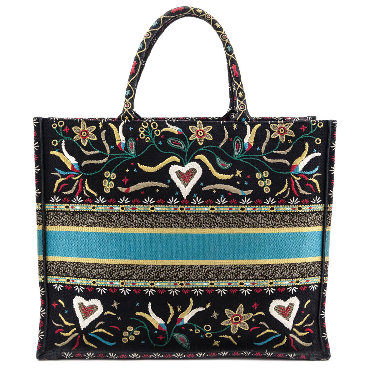 Dior Black Multicolor Embroidered Large Book Tote - Love that Bag etc - Preowned Authentic Designer Handbags Preloved Fashions