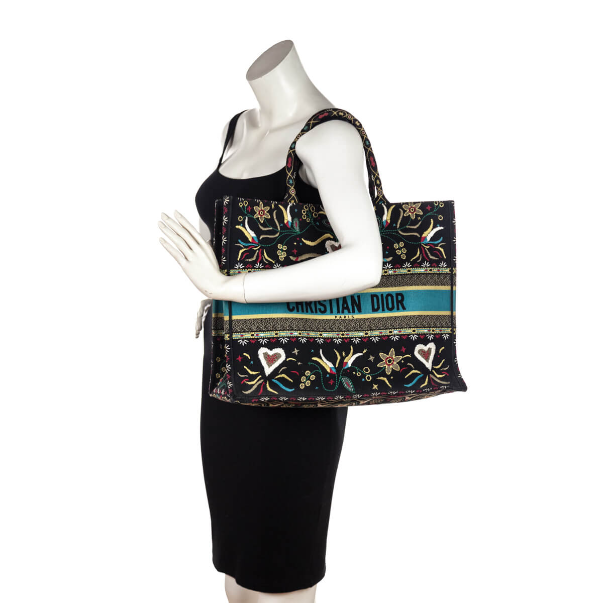 Dior Black Multicolor Embroidered Large Book Tote - Love that Bag etc - Preowned Authentic Designer Handbags Preloved Fashions
