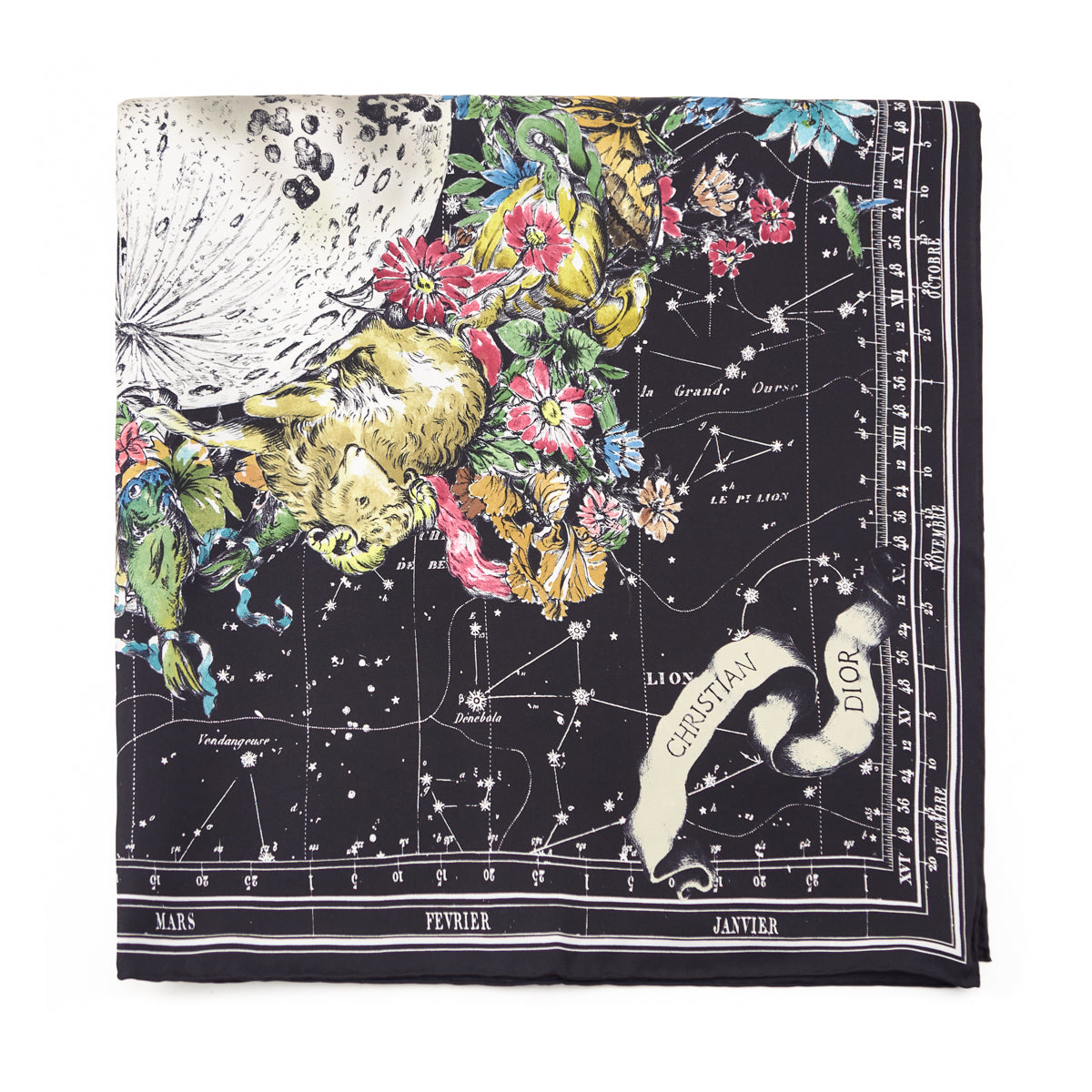 Dior Black Silk Zodiac Scarf 90 - Love that Bag etc - Preowned Authentic Designer Handbags Preloved Fashions
