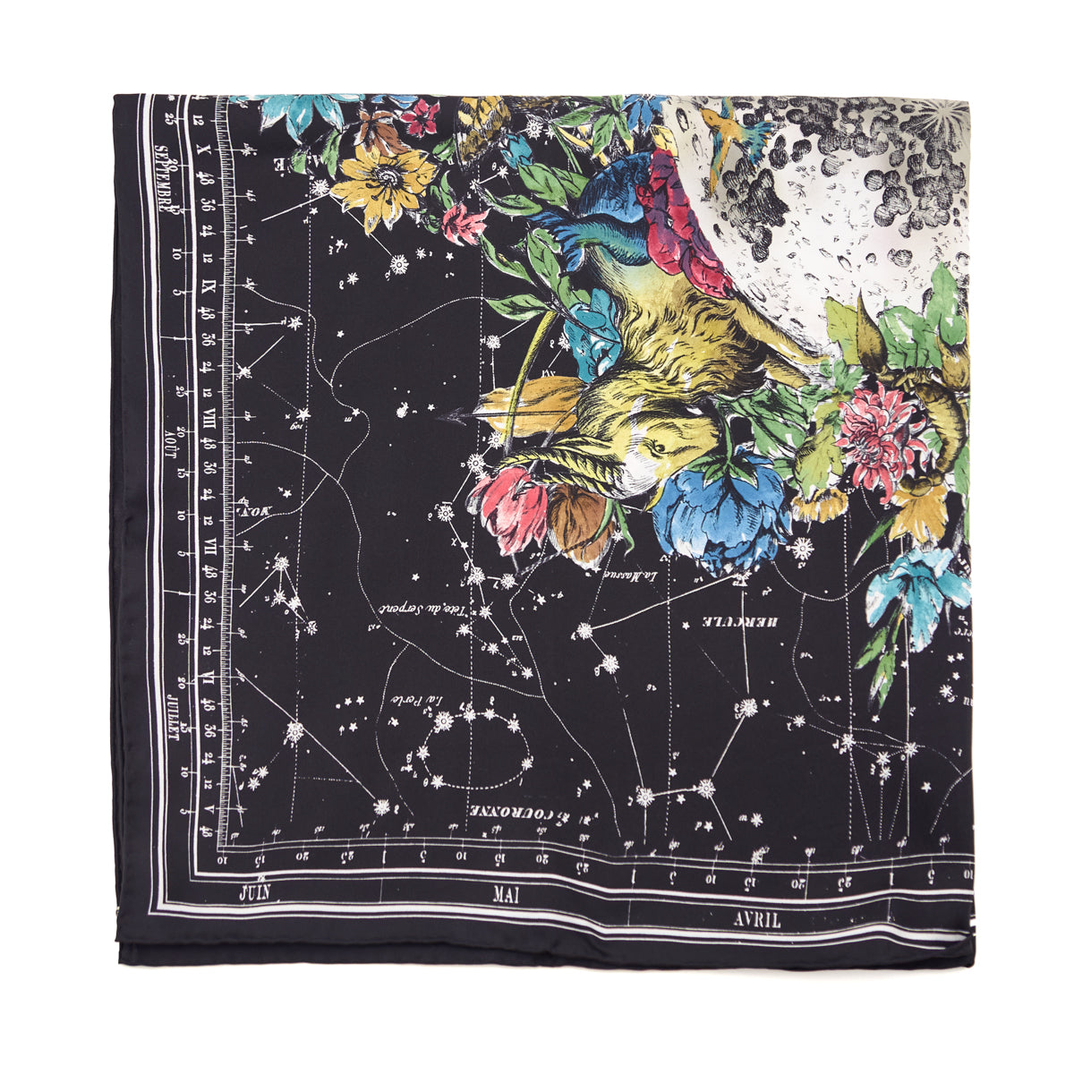 Dior Black Silk Zodiac Scarf 90 - Love that Bag etc - Preowned Authentic Designer Handbags Preloved Fashions
