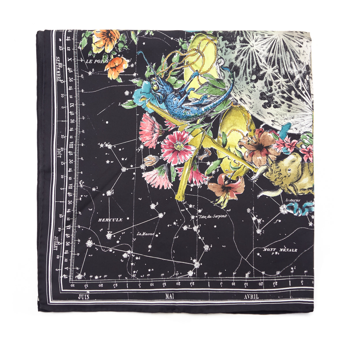 Dior Black Silk Zodiac Scarf 90 - Love that Bag etc - Preowned Authentic Designer Handbags Preloved Fashions