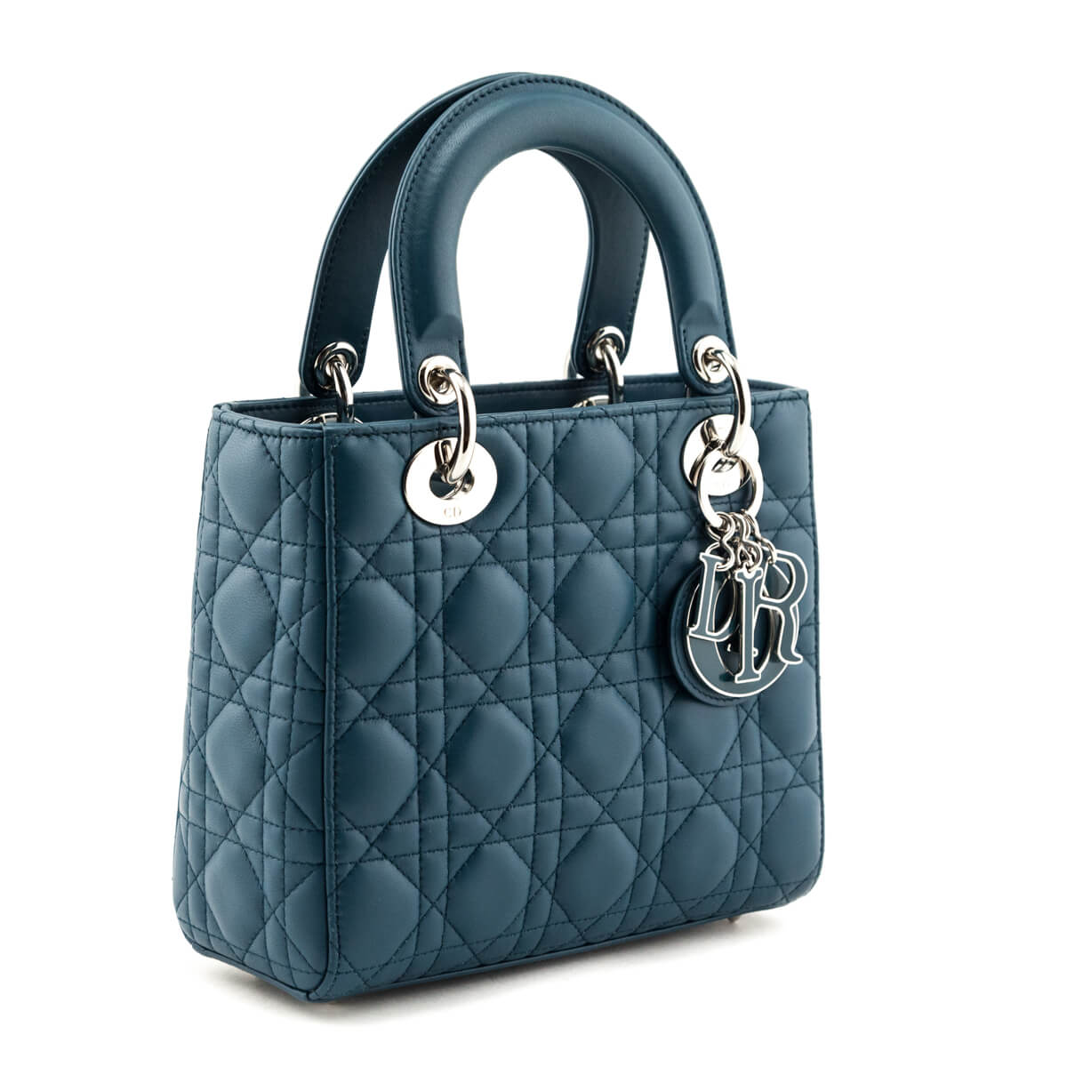 Dior Blue Quilted Lambskin Cannage My ABCDior Small Lady Dior Bag - Love that Bag etc - Preowned Authentic Designer Handbags Preloved Fashions