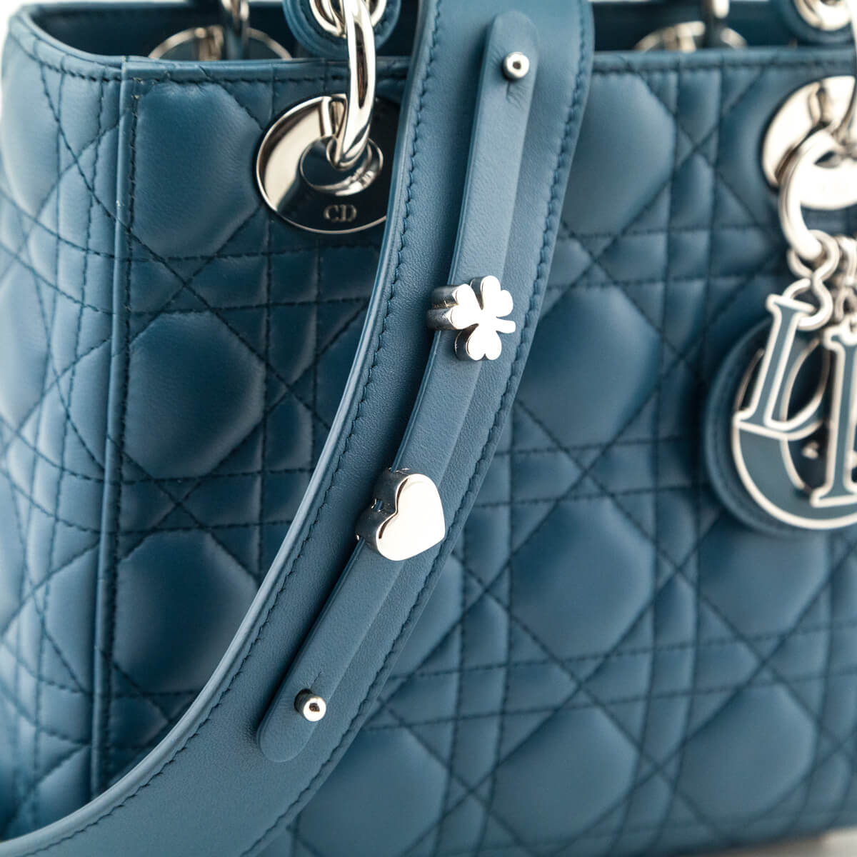 Dior Blue Quilted Lambskin Cannage My ABCDior Small Lady Dior Bag - Love that Bag etc - Preowned Authentic Designer Handbags Preloved Fashions