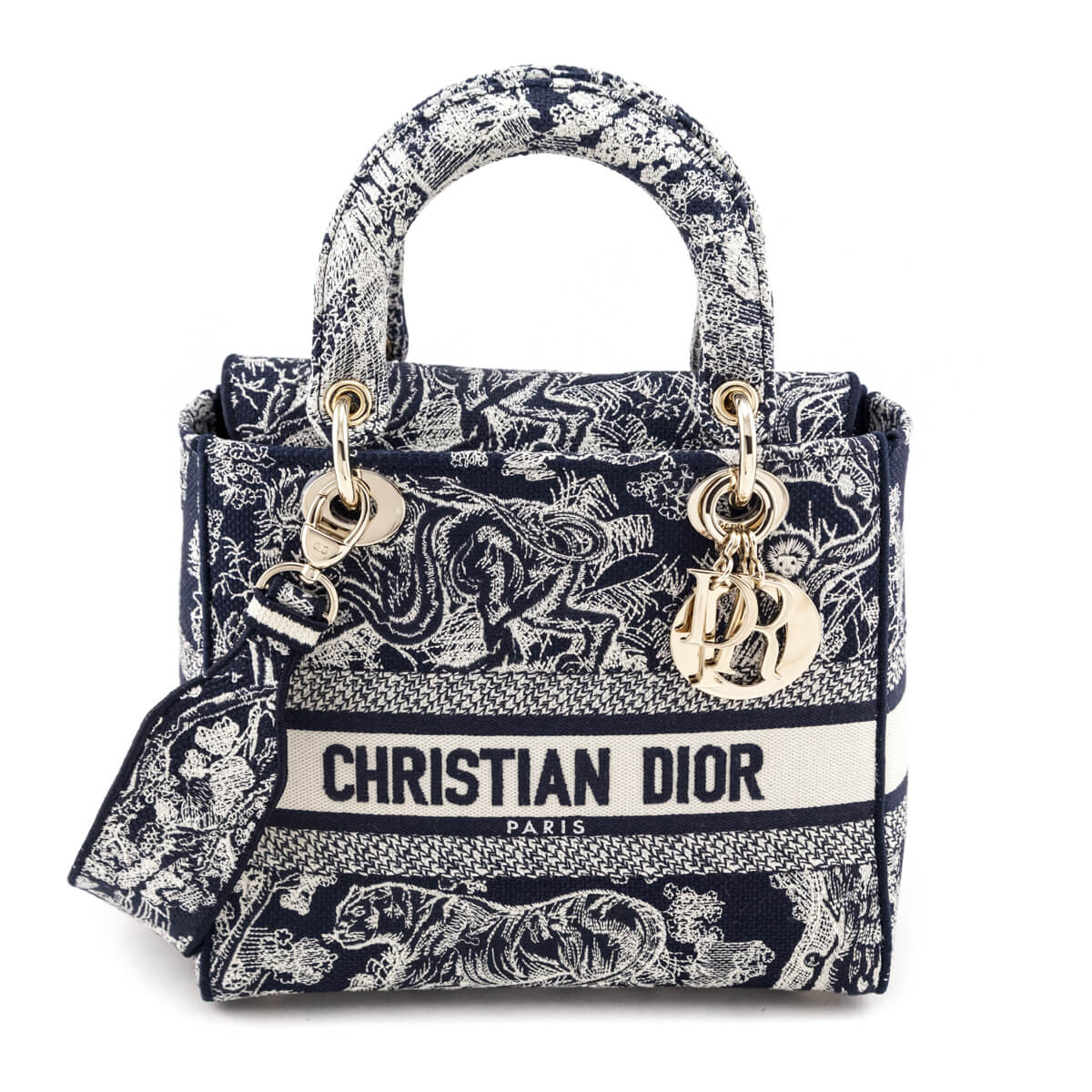 Dior Blue Toile de Jouy Reverse Embroidery Medium Lady D-Lite Bag - Love that Bag etc - Preowned Authentic Designer Handbags Preloved Fashions