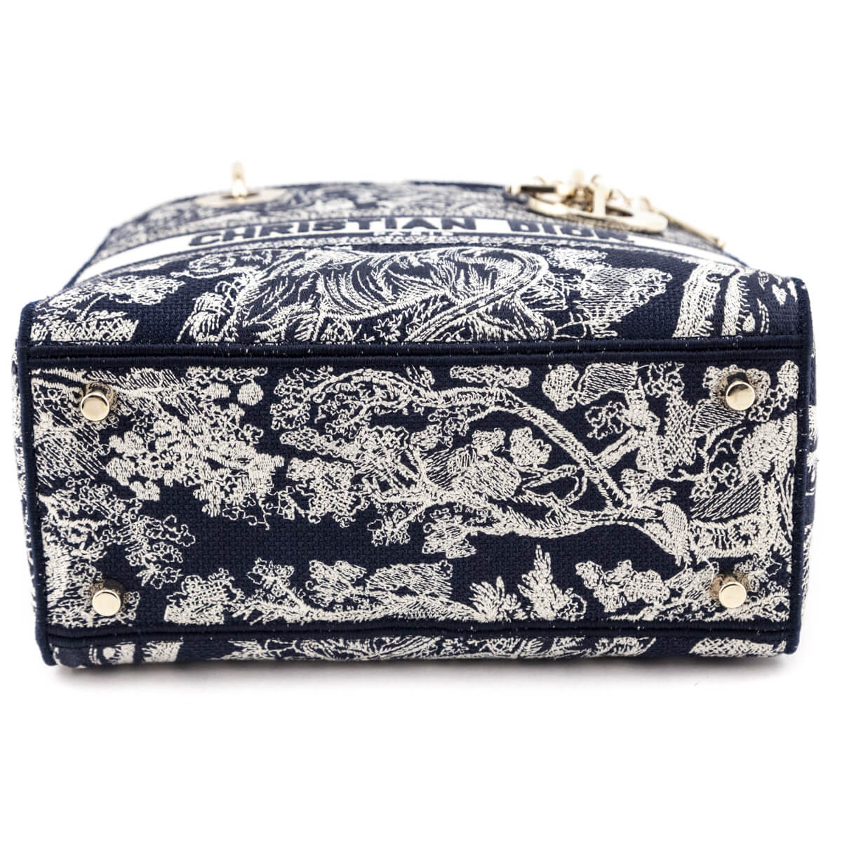 Dior Blue Toile de Jouy Reverse Embroidery Medium Lady D-Lite Bag - Love that Bag etc - Preowned Authentic Designer Handbags Preloved Fashions