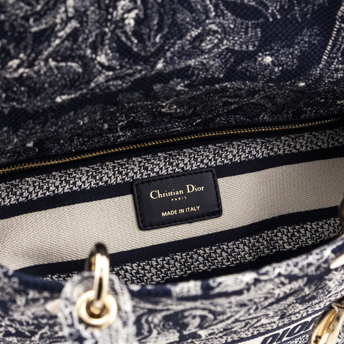 Dior Blue Toile de Jouy Reverse Embroidery Medium Lady D-Lite Bag - Love that Bag etc - Preowned Authentic Designer Handbags Preloved Fashions