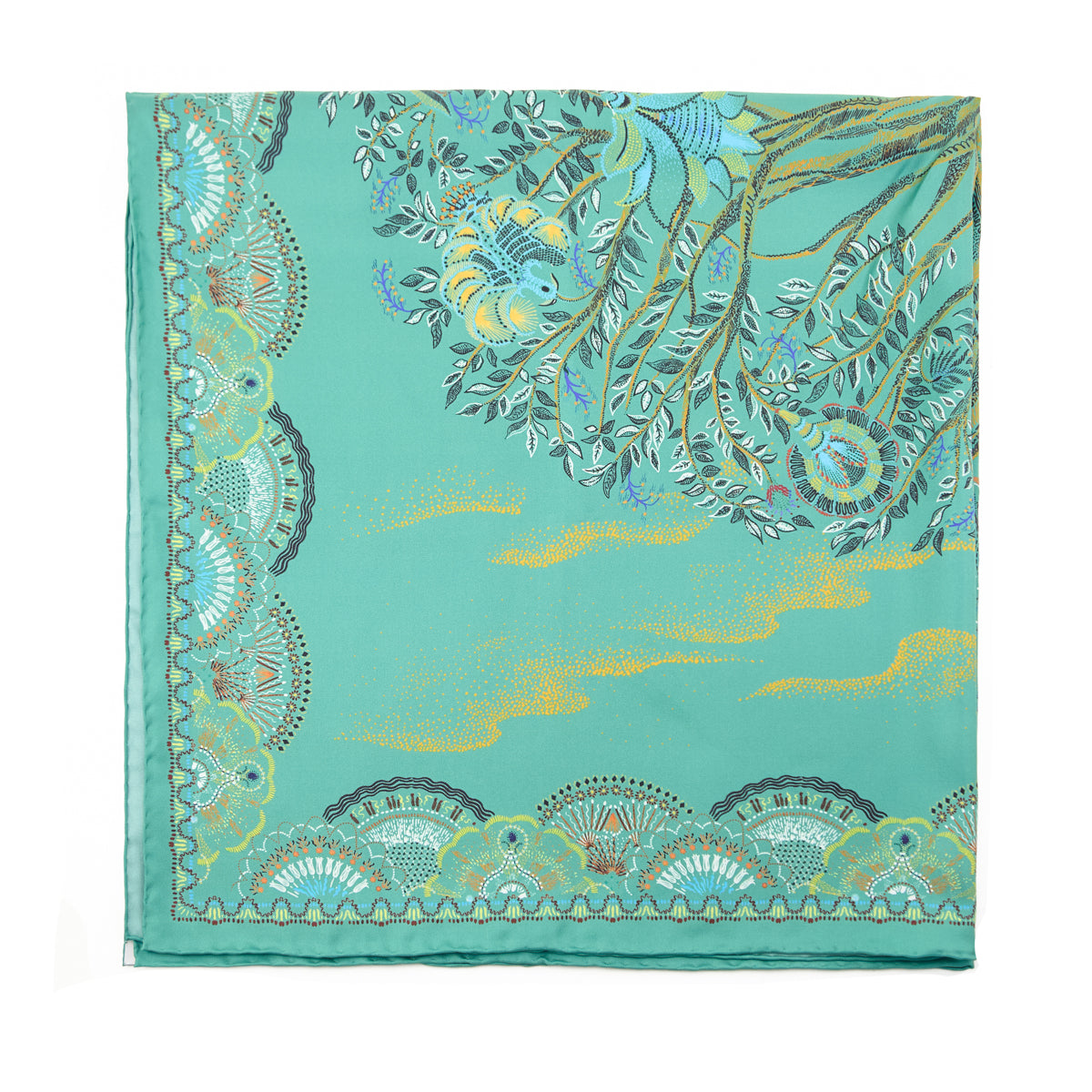 Dior Green Silk Botanical Scarf 90 - Love that Bag etc - Preowned Authentic Designer Handbags Preloved Fashions