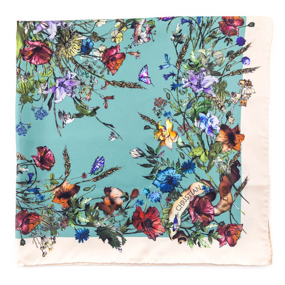 Dior Pink Green Silk D-Millefiori Scarf 90 - Love that Bag etc - Preowned Authentic Designer Handbags Preloved Fashions