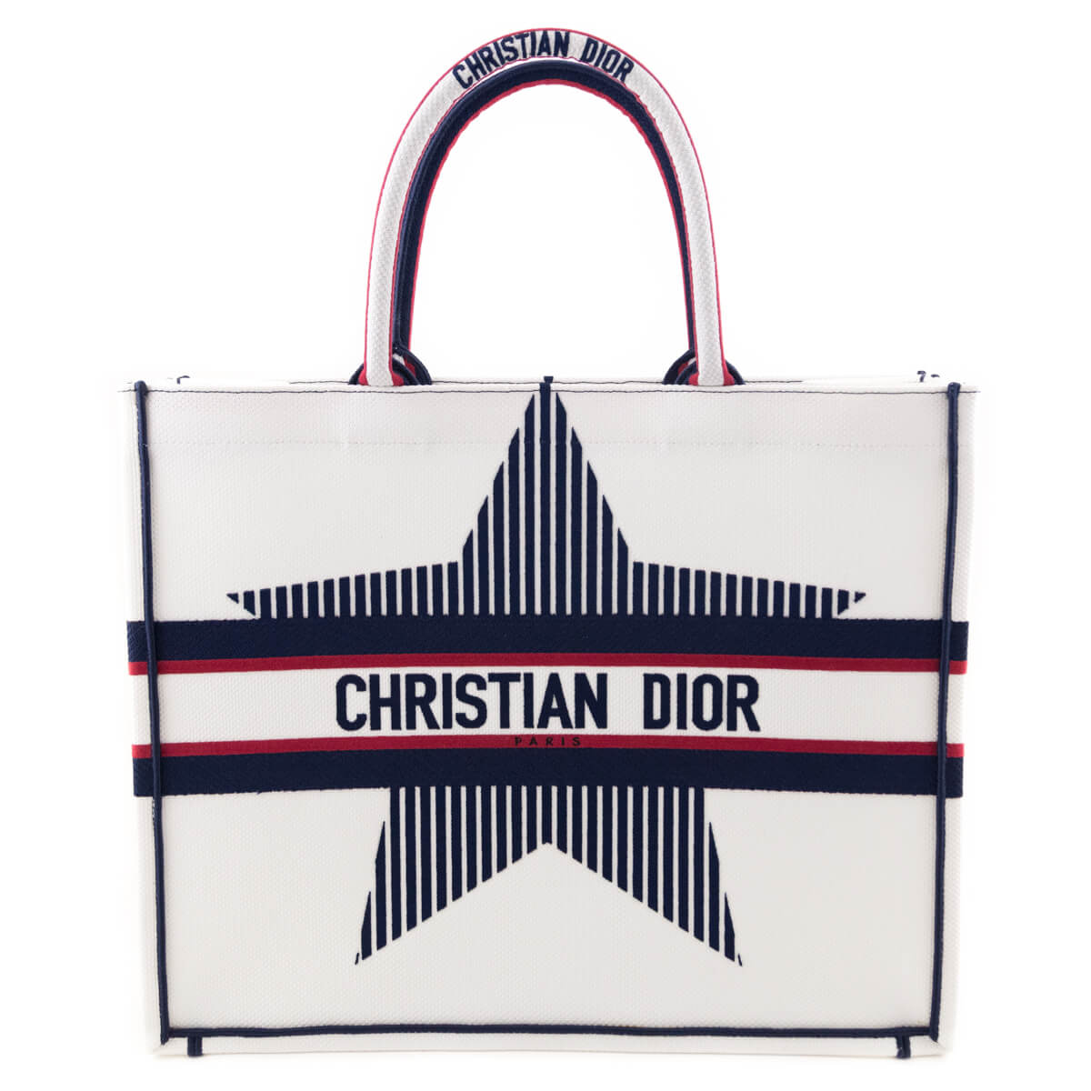 Dior White Canvas Embroidered Large Dioralps Book Tote - Love that Bag etc - Preowned Authentic Designer Handbags Preloved Fashions
