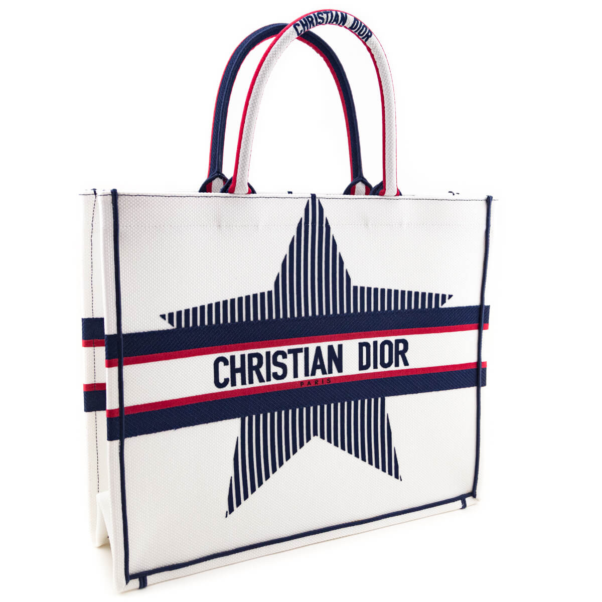 Dior White Canvas Embroidered Large Dioralps Book Tote - Love that Bag etc - Preowned Authentic Designer Handbags Preloved Fashions