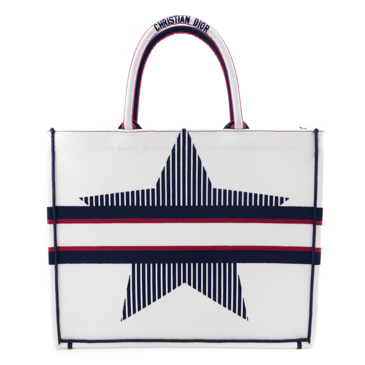 Dior White Canvas Embroidered Large Dioralps Book Tote - Love that Bag etc - Preowned Authentic Designer Handbags Preloved Fashions