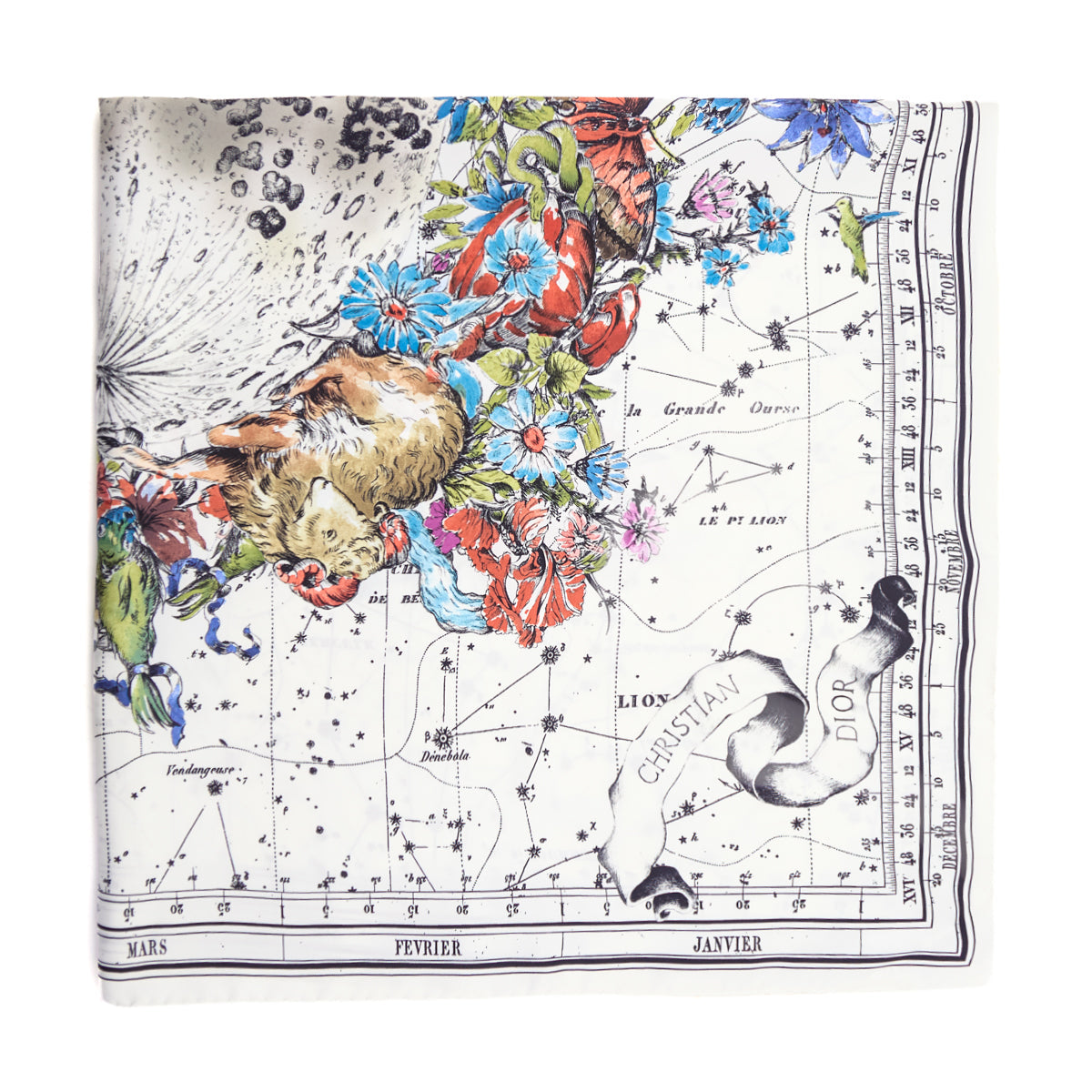 Dior White Silk Zodiac Scarf 90 - Love that Bag etc - Preowned Authentic Designer Handbags Preloved Fashions