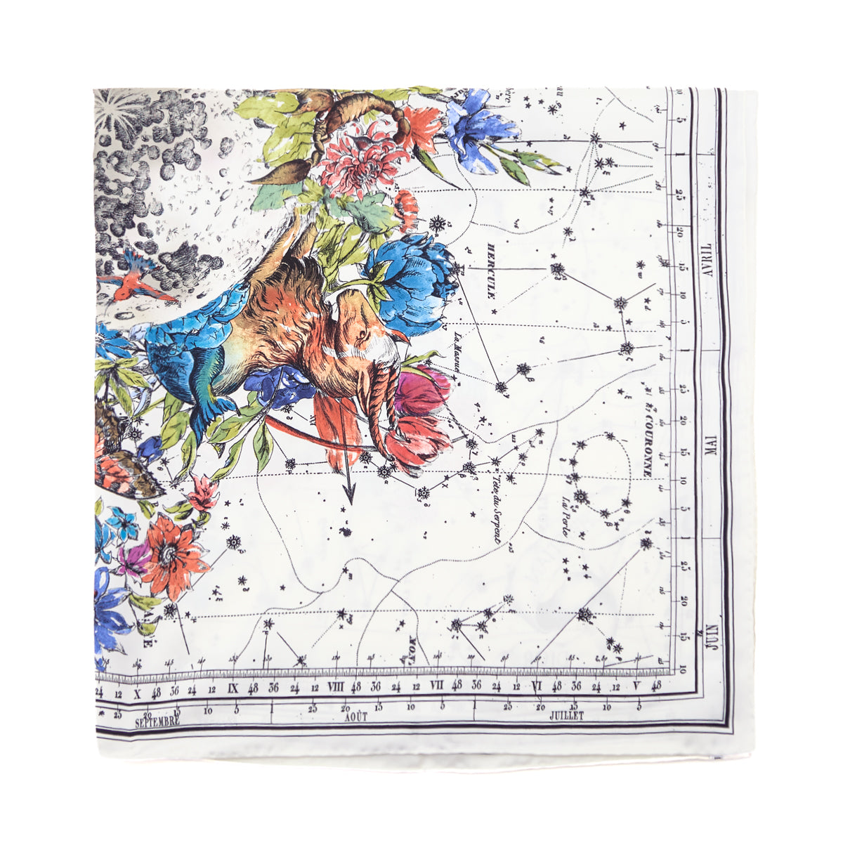 Dior White Silk Zodiac Scarf 90 - Love that Bag etc - Preowned Authentic Designer Handbags Preloved Fashions