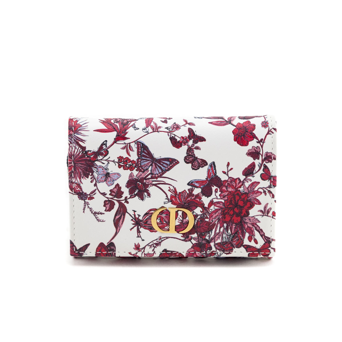 Dior White Red Dior Le Clos des Papillons Caro Glycine Wallet Coin Case - Love that Bag etc - Preowned Authentic Designer Handbags Preloved Fashions