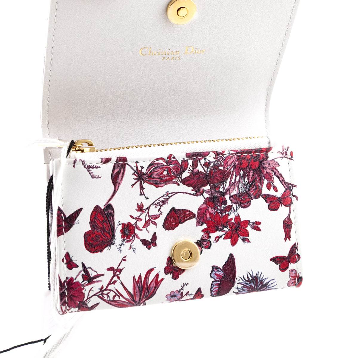 Dior White Red Dior Le Clos des Papillons Caro Glycine Wallet Coin Case - Love that Bag etc - Preowned Authentic Designer Handbags Preloved Fashions