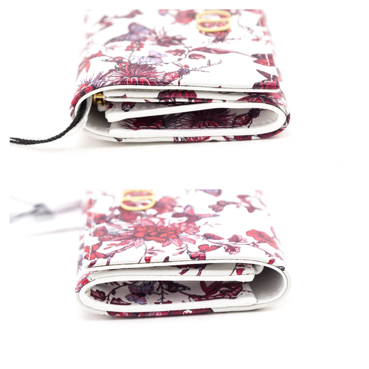 Dior White Red Dior Le Clos des Papillons Caro Glycine Wallet Coin Case - Love that Bag etc - Preowned Authentic Designer Handbags Preloved Fashions