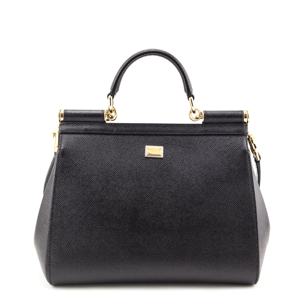 Dolce Gabbana Black Dauphine Medium DG Family Patch Miss Sicily Satchel - Love that Bag etc - Preowned Authentic Designer Handbags Preloved Fashions