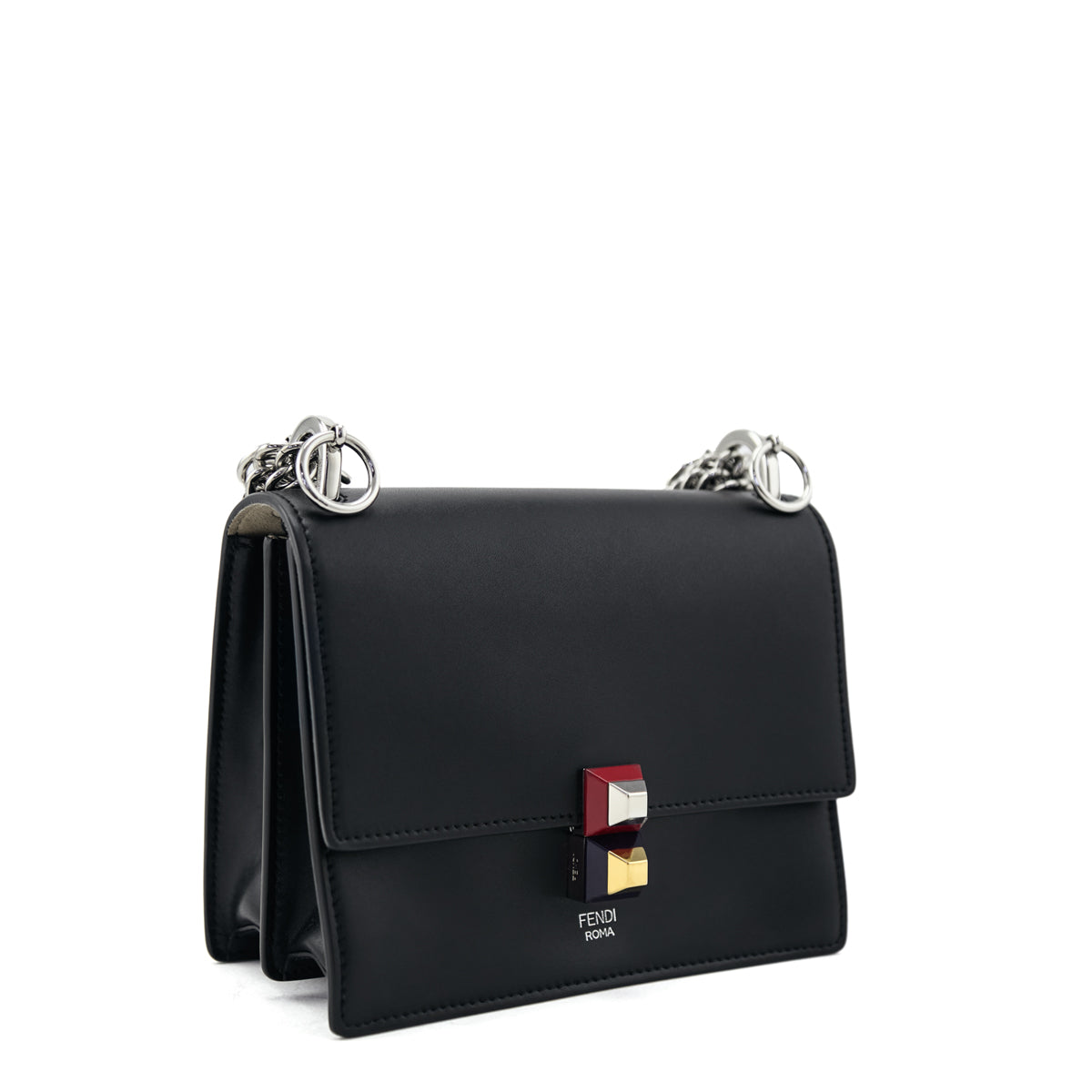 Fendi Black Vitello Liberty Studded Small Kan I Shoulder Bag - Love that Bag etc - Preowned Authentic Designer Handbags Preloved Fashions