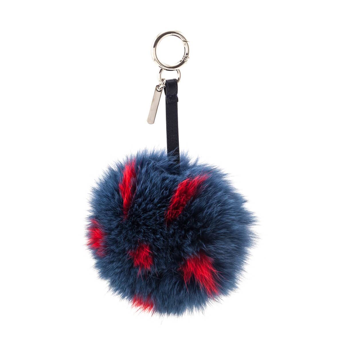 Fendi Blue Red Fox Fur Bag Charm - Love that Bag etc - Preowned Authentic Designer Handbags Preloved Fashions
