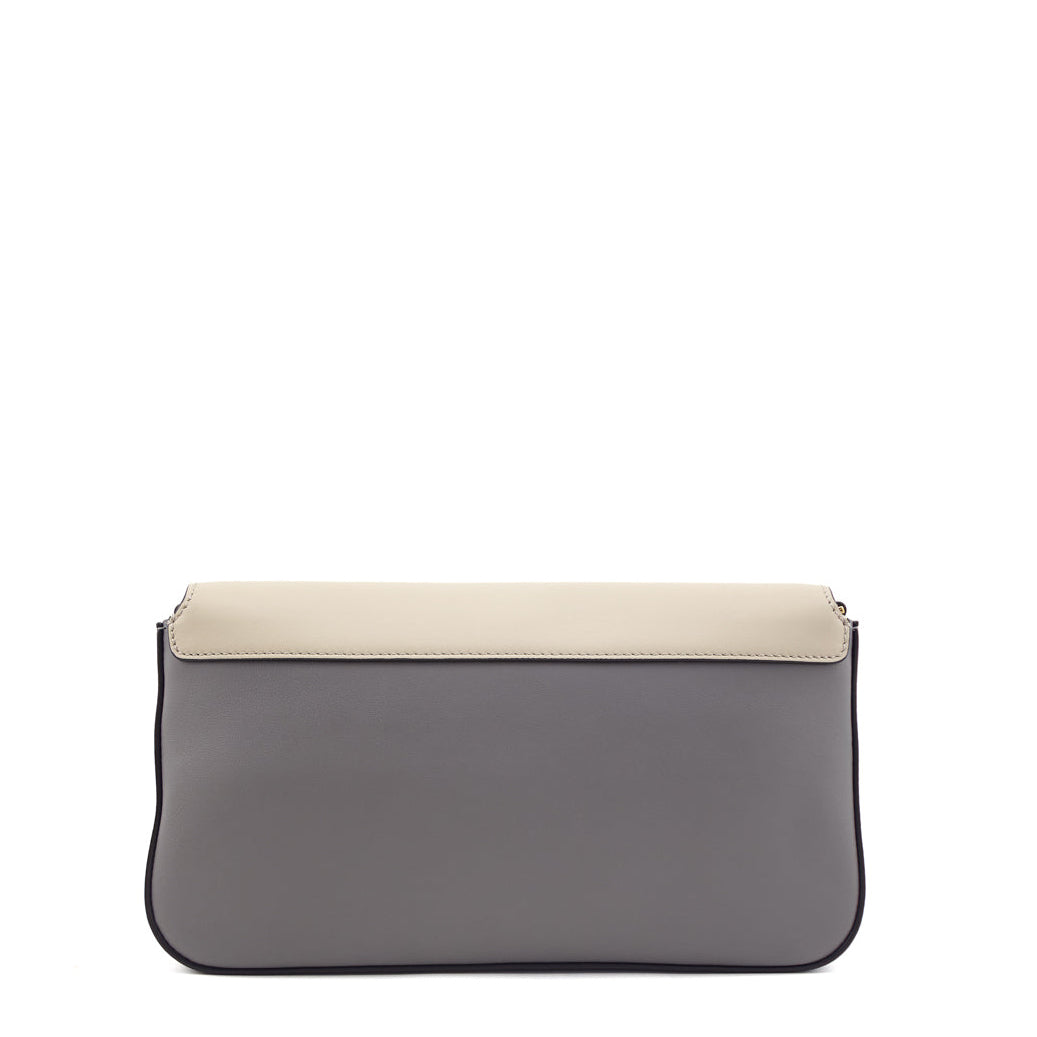 Fendi Gray Red Vitello Grace FF 1974 Flip Baguette - Love that Bag etc - Preowned Authentic Designer Handbags Preloved Fashions