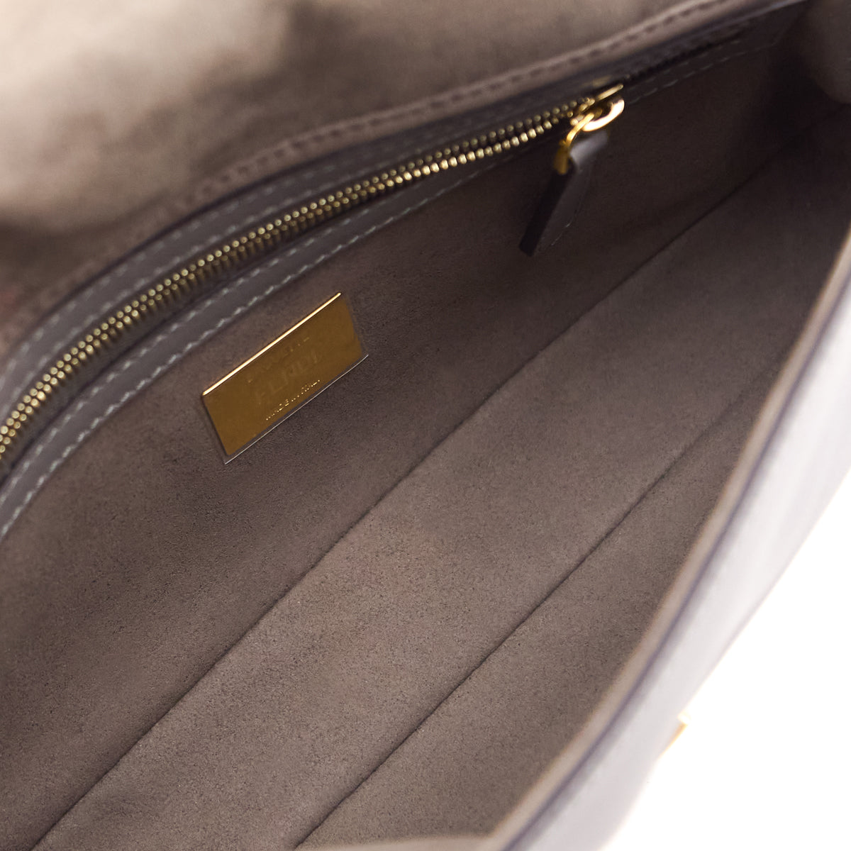 Fendi Gray Red Vitello Grace FF 1974 Flip Baguette - Love that Bag etc - Preowned Authentic Designer Handbags Preloved Fashions