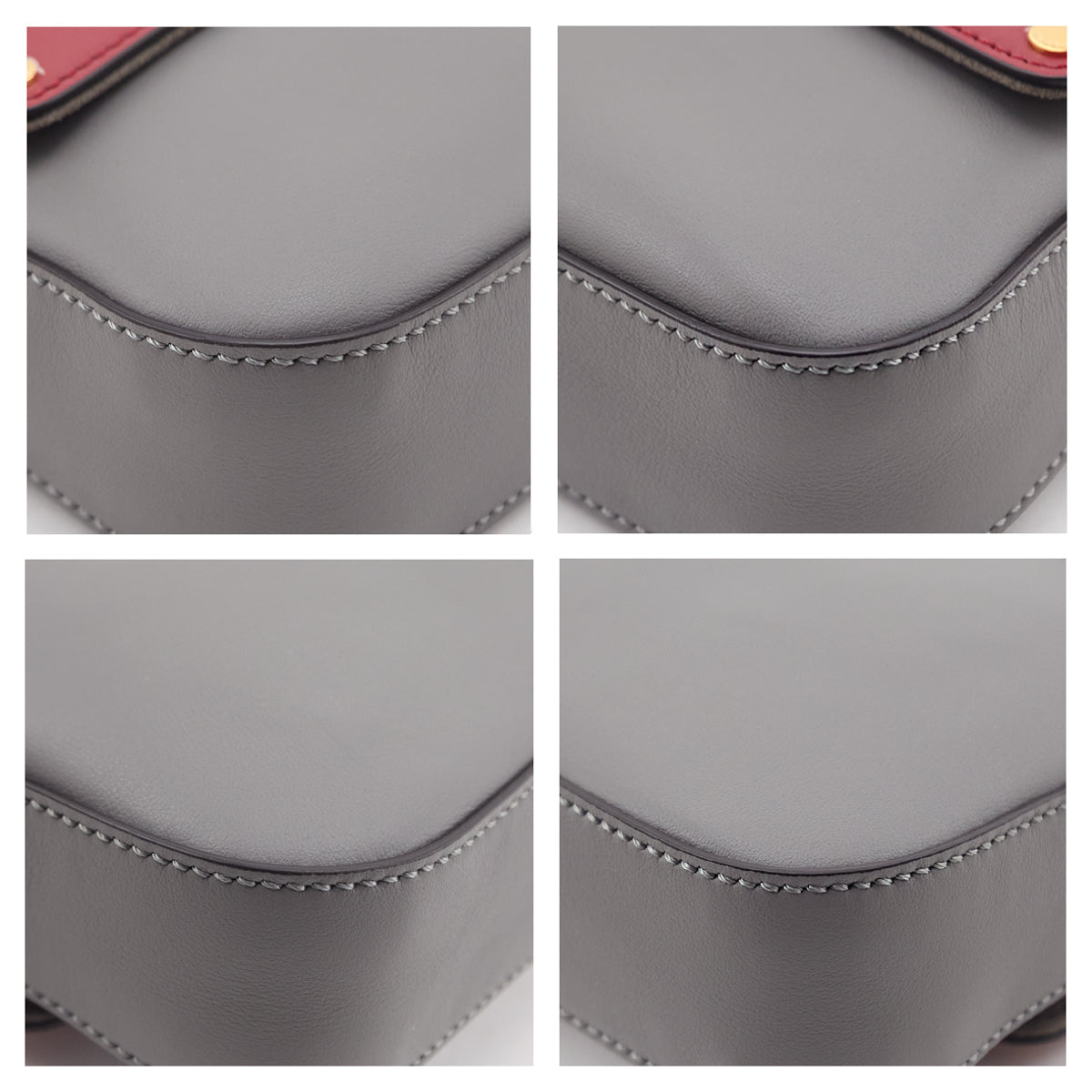 Fendi Gray Red Vitello Grace FF 1974 Flip Baguette - Love that Bag etc - Preowned Authentic Designer Handbags Preloved Fashions