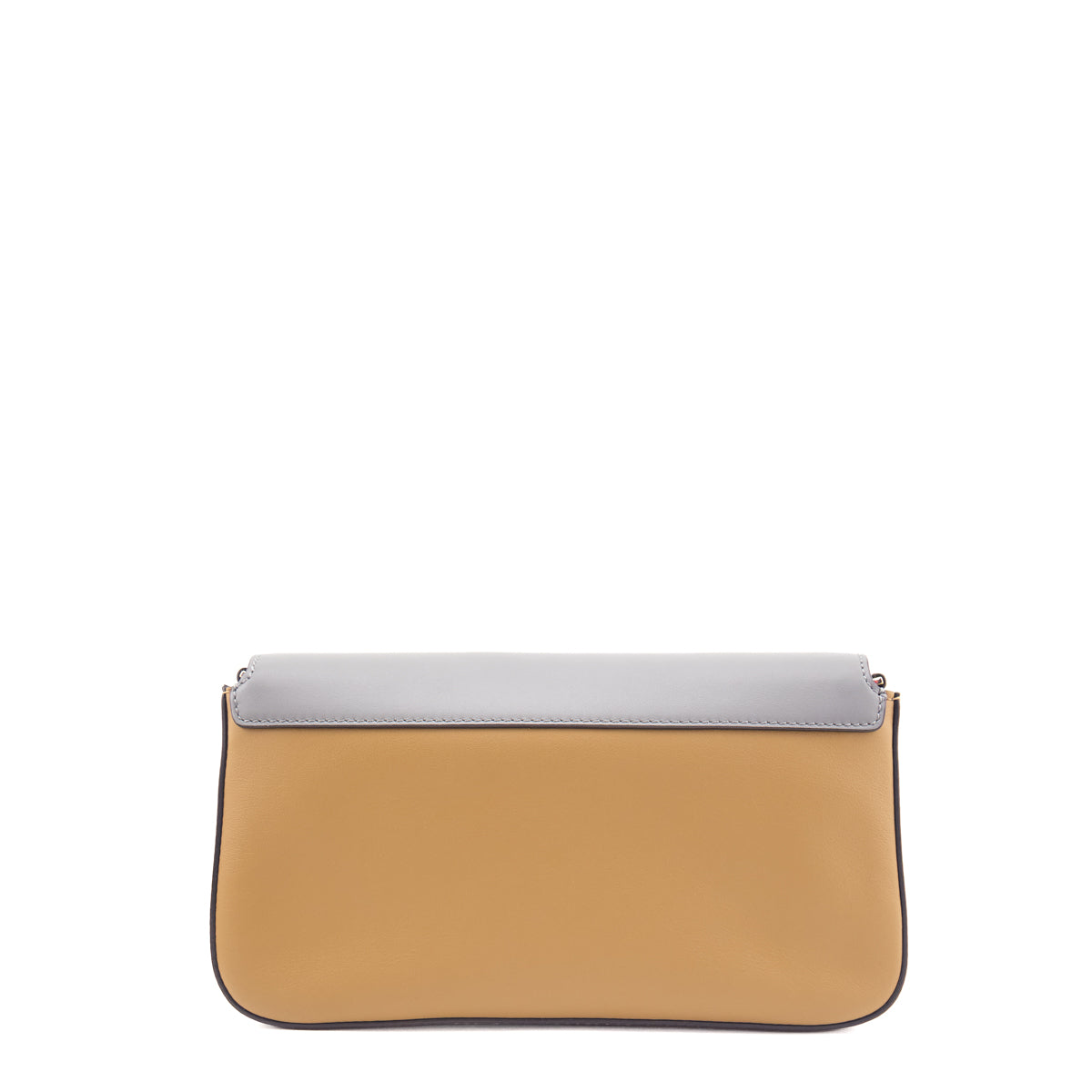 Fendi Gray Tan Vitello Grace FF 1974 Flip Baguette - Love that Bag etc - Preowned Authentic Designer Handbags Preloved Fashions