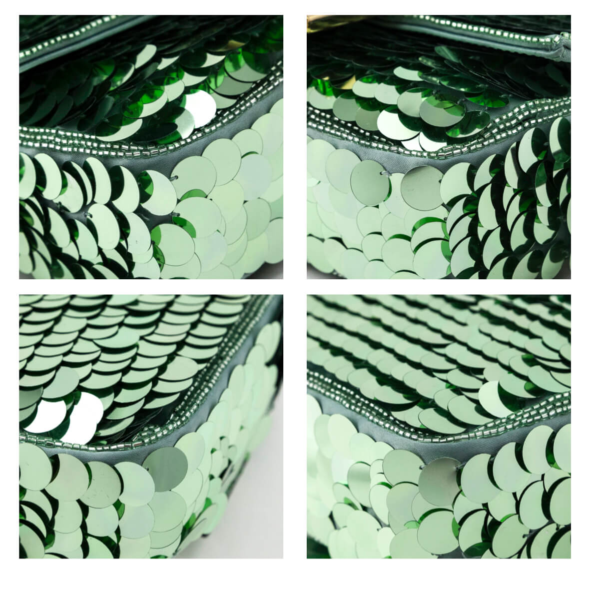 Fendi Light Green Satin Sequin Paillettes Shiny Nappa Mini Baguette 1997 - Love that Bag etc - Preowned Authentic Designer Handbags Preloved Fashions