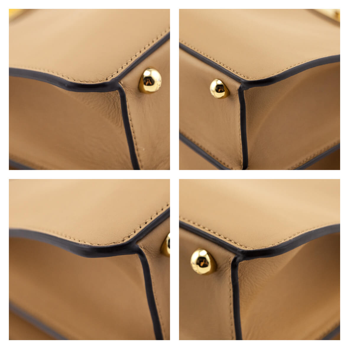 Fendi Miele Scuro Vitello Seta Nappa Medium Peekaboo I SEE U Satchel - Love that Bag etc - Preowned Authentic Designer Handbags Preloved Fashions