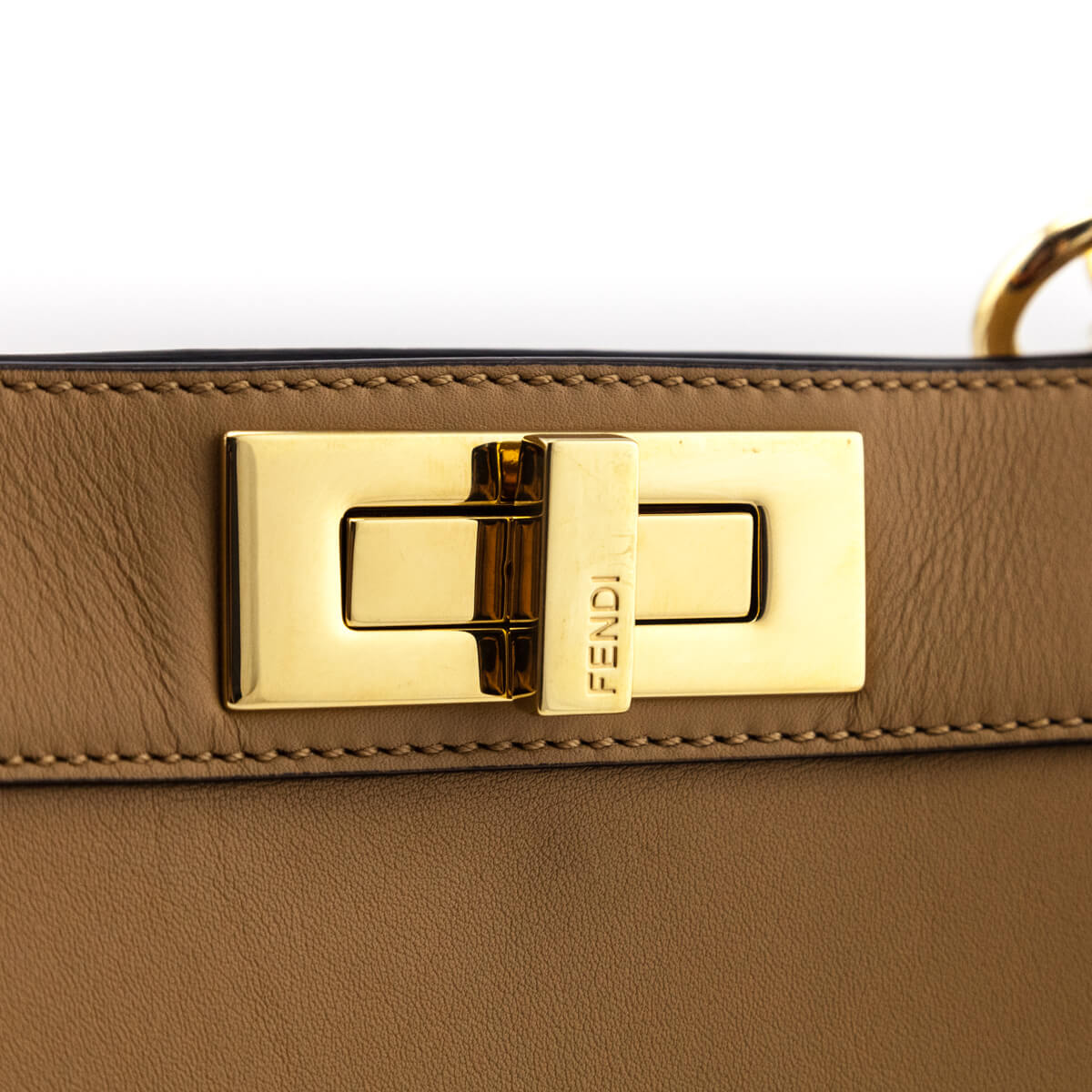 Fendi Miele Scuro Vitello Seta Nappa Medium Peekaboo I SEE U Satchel - Love that Bag etc - Preowned Authentic Designer Handbags Preloved Fashions