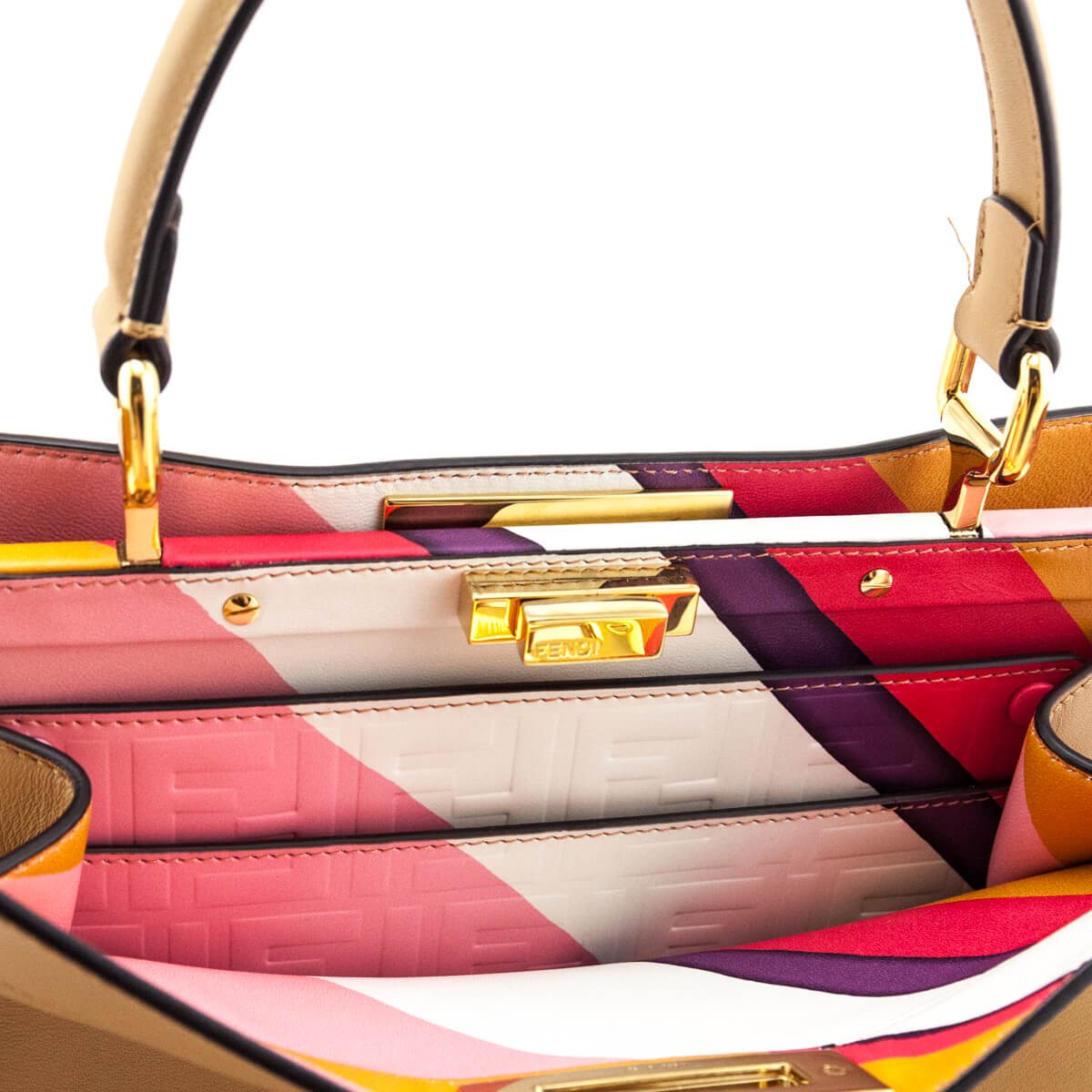Fendi Miele Scuro Vitello Seta Nappa Medium Peekaboo I SEE U Satchel - Love that Bag etc - Preowned Authentic Designer Handbags Preloved Fashions