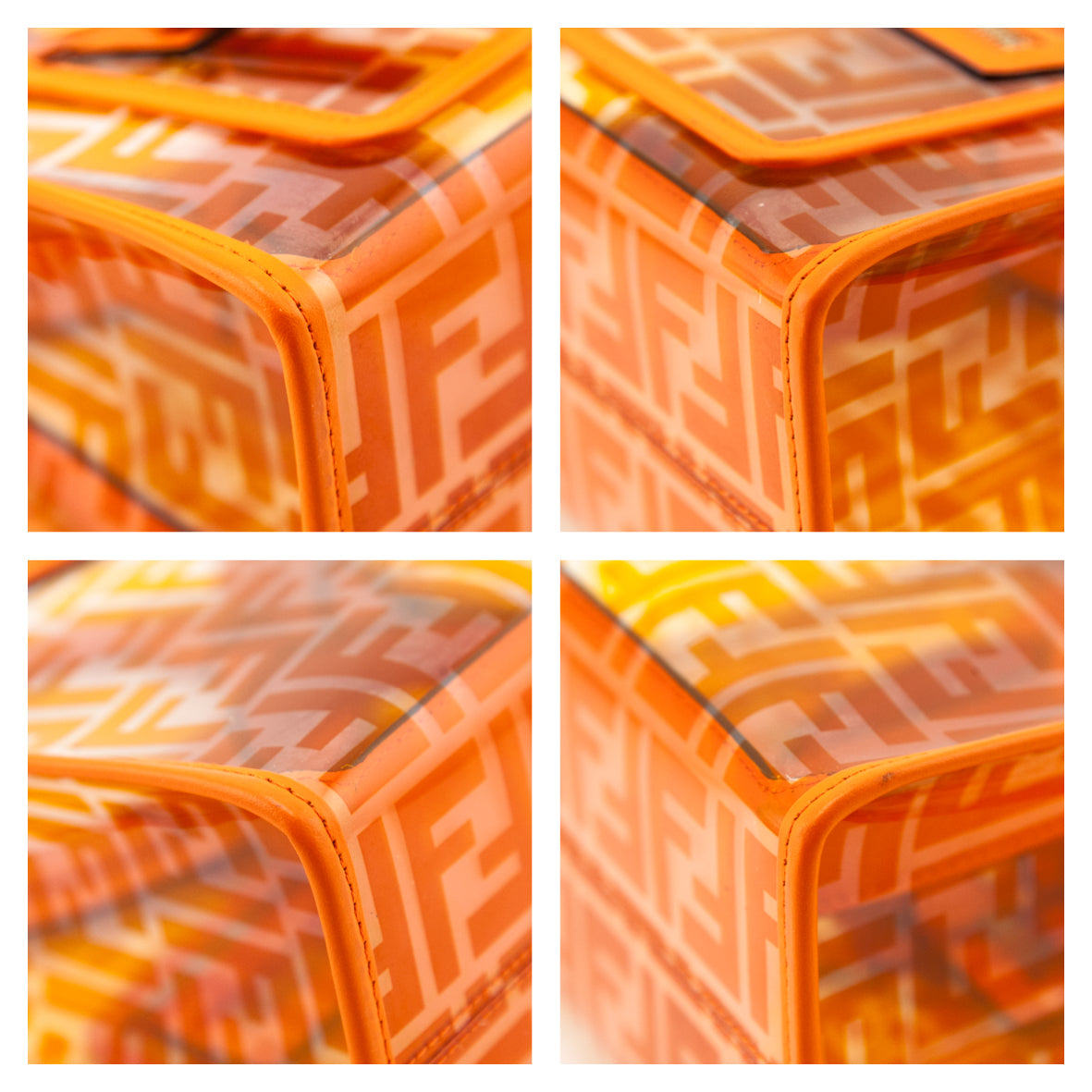 Fendi Orange FF Vitello Century Plexiglass Small Runaway Shopper Tote - Love that Bag etc - Preowned Authentic Designer Handbags Preloved Fashions