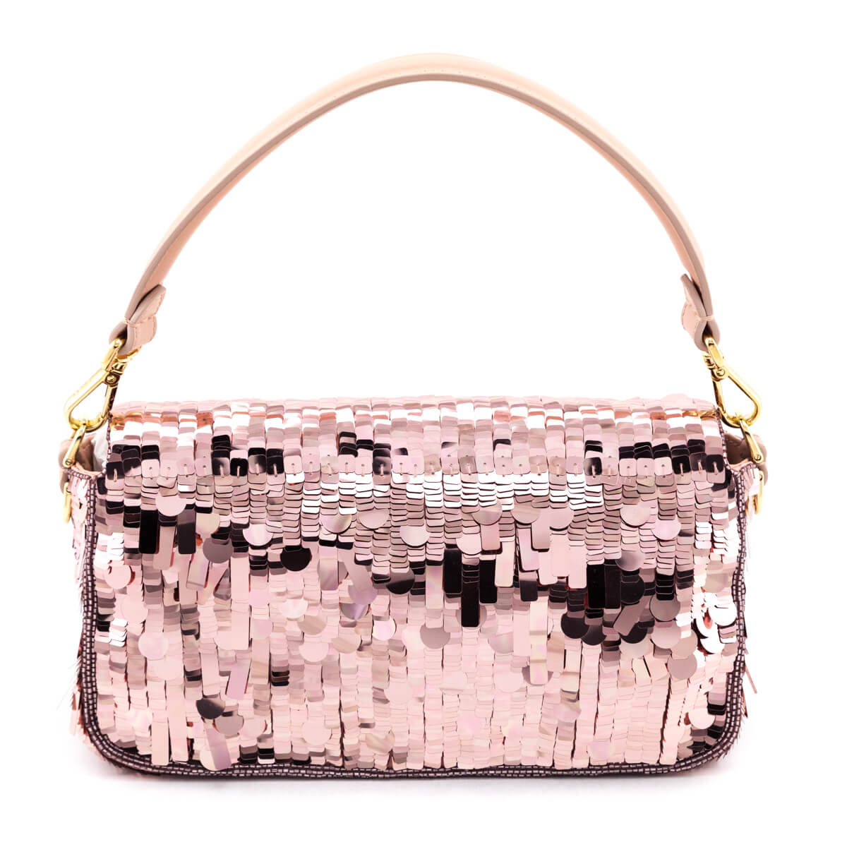 Fendi Pink Sequin Paillettes Vitello Grace Re-Edition Baguette - Love that Bag etc - Preowned Authentic Designer Handbags Preloved Fashions